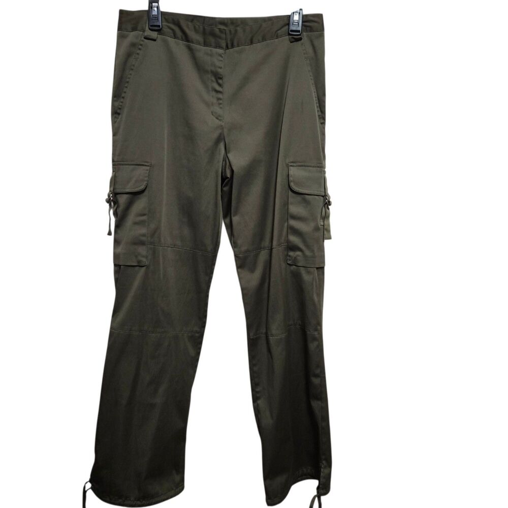 Massimo Cargo Pants Straight Leg Women Size 12 Olive Green Utility